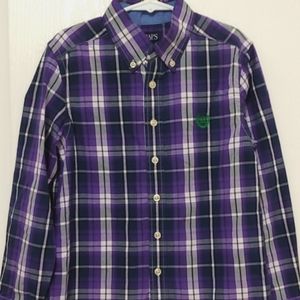 CHAPS Easy Care Purple Plaid Button Down Shirt. Size Small 8.